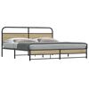 vidaXL Estructura de cama sin colch&oacute;n metal roble ahumado 193x203 cm