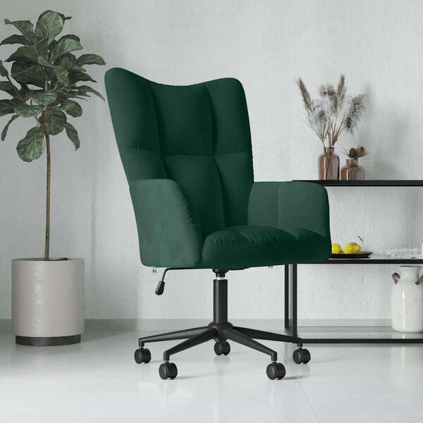 vidaXL Sill&oacute;n de relax de terciopelo verde oscuro