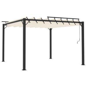 vidaXL Cenador con techo de lamas tela crema y aluminio 3x3 m