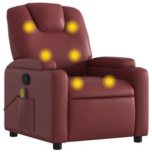 vidaXL Sill&oacute;n de masaje reclinable cuero sint&eacute;tico rojo tinto