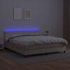 vidaXL Cama box spring colch&oacute;n y LED cuero sint&eacute;tico crema 180x200 cm