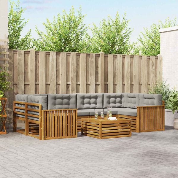 vidaXL Conjunto de sof&aacute;s de exterior 7 pcs Gris Natural y Claro