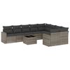 vidaXL Set de sof&aacute;s de jard&iacute;n 10 pzas con cojines rat&aacute;n sint&eacute;tico gris