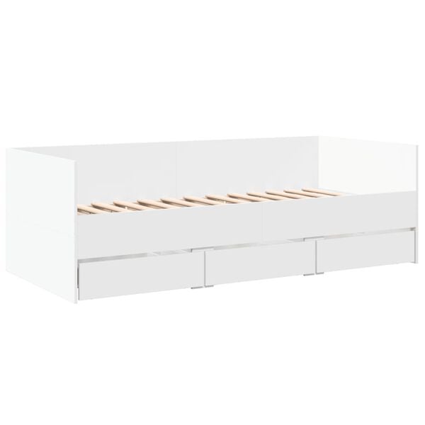 vidaXL Sof&aacute; cama con cajones sin colch&oacute;n blanco 75x190 cm