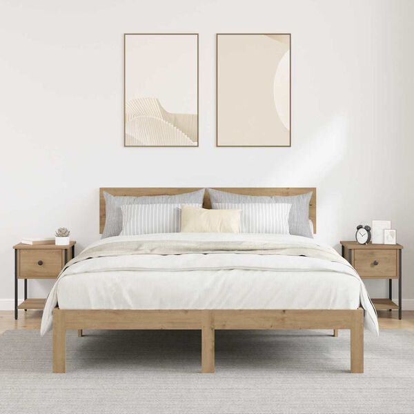 vidaXL Mesita de Noche 2 pcs Roble artesanal 34 x 35,5 x 45 cm