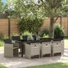 vidaXL Conjunto de Comedor de Jard&iacute;n 9 pcs Gris Claro rat&aacute;n sint&eacute;tico