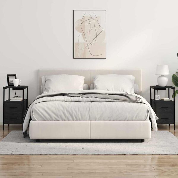 vidaXL Armario de Noche con caj&oacute;n Roble Negro 30 x 48 x 61 cm