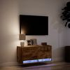 vidaXL Mueble de TV de pared con luces LED roble ahumado 80x31x35 cm