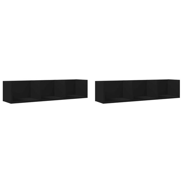 vidaXL Muebles de pared 2 uds madera de ingenier&iacute;a negro 75x18x16,5 cm