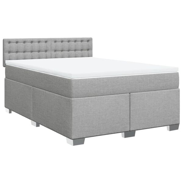 vidaXL Cama box spring con colch&oacute;n tela gris claro 160x200 cm