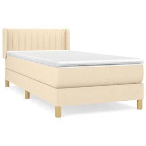vidaXL Cama box spring con colch&oacute;n tela color crema 80x200 cm