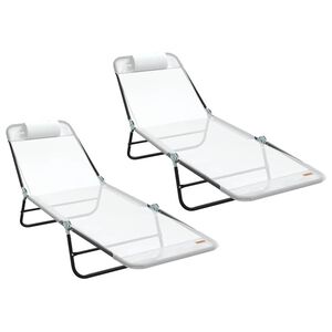 vidaXL Tumbona plegable 2 uds. Textileno Crema