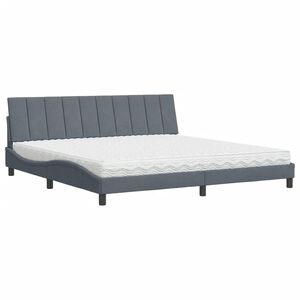 vidaXL Cama con colch&oacute;n Hanko terciopelo gris oscuro 200x200 cm