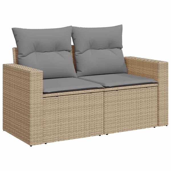 vidaXL Set sof&aacute;s de jard&iacute;n 7 piezas y cojines rat&aacute;n sint&eacute;tico beige