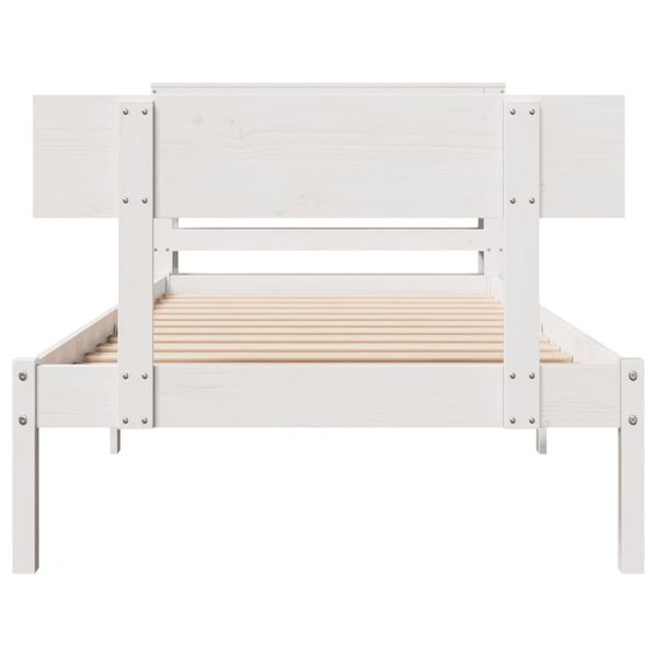 vidaXL Estructura de cama sin colch&oacute;n madera maciza blanca 75x190 cm