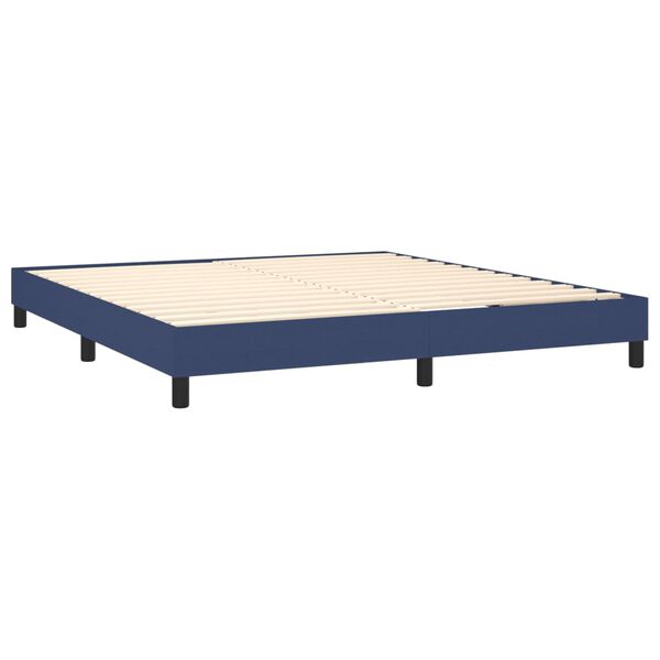 vidaXL Cama box spring con colch&oacute;n tela azul 160x200 cm