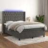 vidaXL Cama box spring colch&oacute;n y LED terciopelo gris oscuro 140x190 cm