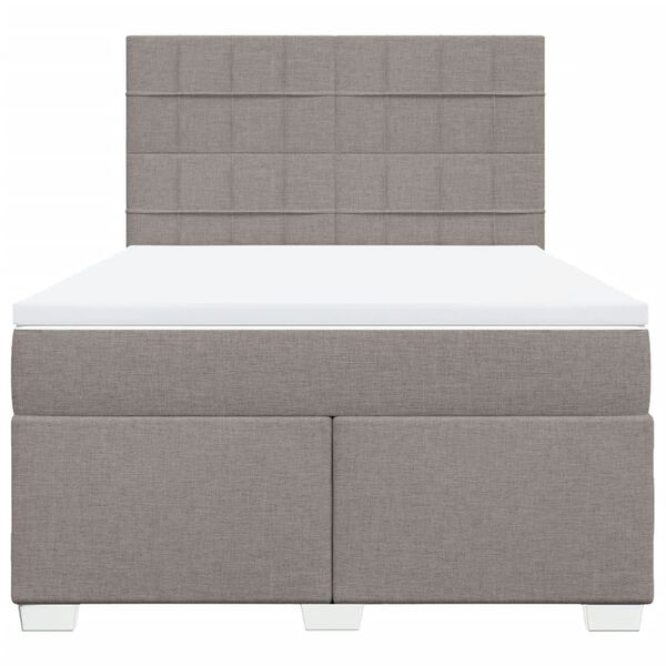 vidaXL Cama box spring con colch&oacute;n tela gris taupe 140x190 cm