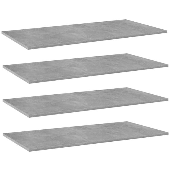 vidaXL Estante estanter&iacute;a 4uds contrachapada gris hormig&oacute;n 80x30x1,5cm