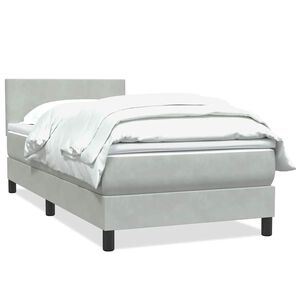 vidaXL Cama box spring con colch&oacute;n terciopelo gris claro 80x220 cm