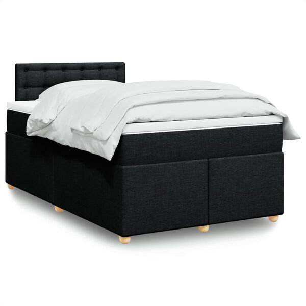 vidaXL Cama box spring con colchón tela negro 120x190 cm
