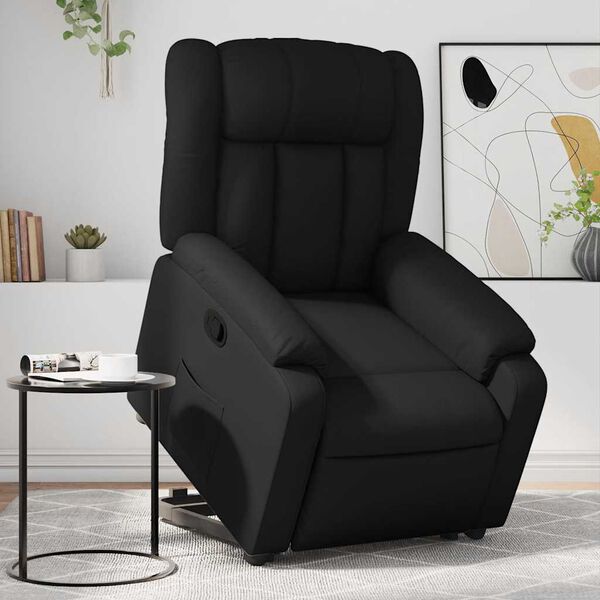 vidaXL Sill&oacute;n reclinable elevable cuero artificial negro