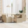 vidaXL Conjunto de sof&aacute; de jard&iacute;n 7 pcs Beige Rattan de Poli&eacute;ster