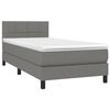 vidaXL Cama box spring colch&oacute;n y luces LED tela gris oscuro 80x200 cm