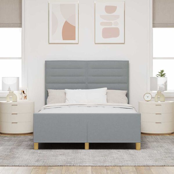 vidaXL Estructura de cama con cabecera Gris claro 140 x 190 cm tela