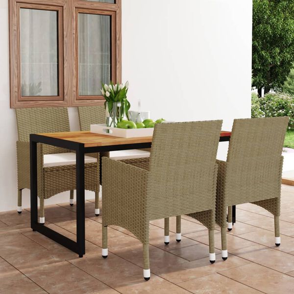 vidaXL Juego de comedor para jard&iacute;n de 5 piezas beige