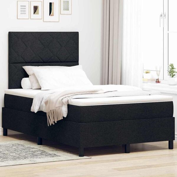 vidaXL Cama tipo Box Spring con colch&oacute;n Negro 120 x 190 cm tela