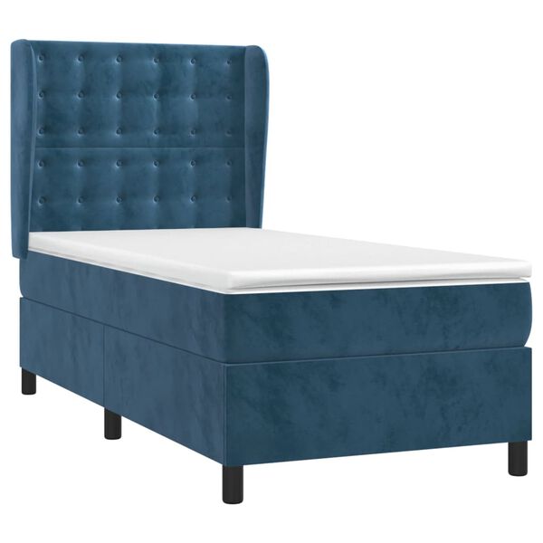 vidaXL Cama box spring con colch&oacute;n terciopelo azul oscuro 100x200 cm