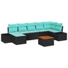 vidaXL Conjunto de sof&aacute;s de jard&iacute;n 8 uds. Negro rat&aacute;n sint&eacute;tico