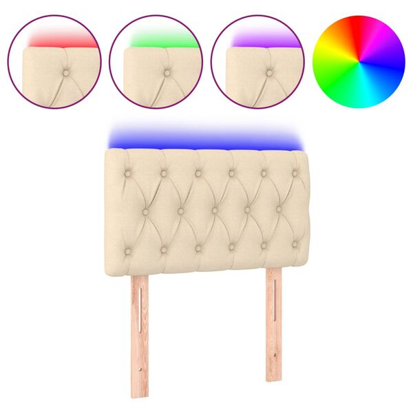 vidaXL Cabecero con LED de tela color crema 80x7x78/88 cm