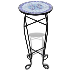 vidaXL Mesa auxiliar para plantas mosaico azul y blanco
