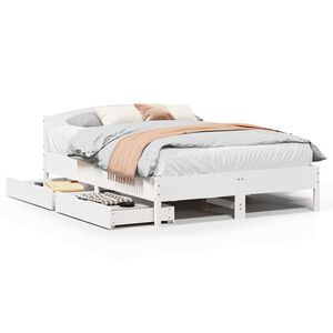 vidaXL Estructura de cama sin colch&oacute;n madera de pino blanca 140x200 cm