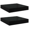 vidaXL Estante flotante de pared 2 uds MDF negro brillo 23x23,5x3,8cm