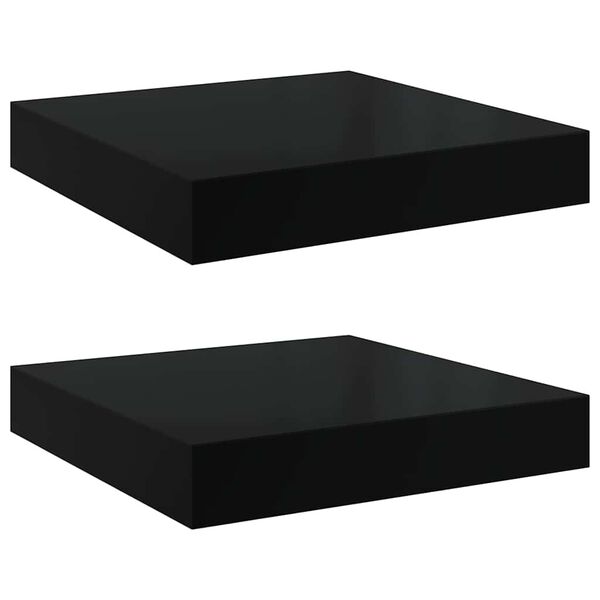vidaXL Estante flotante de pared 2 uds MDF negro brillo 23x23,5x3,8cm