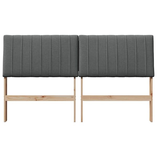vidaXL Cabecero tapizado Gris oscuro 150 cm Madera de pino macizo