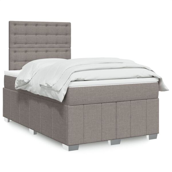 vidaXL Cama box spring con colch&oacute;n tela gris taupe 120x200 cm