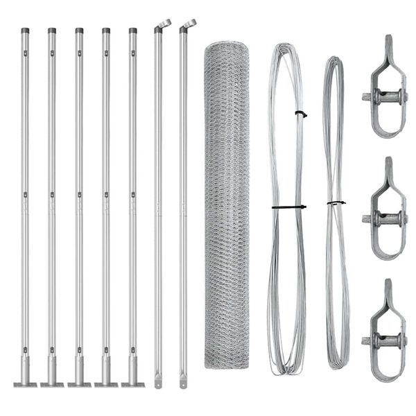 vidaXL Poste de Valla Plateado 10 x 1,2 m (malla de 13 mm) Acero