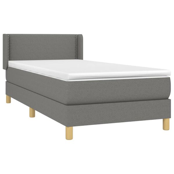 vidaXL Cama box spring con colch&oacute;n tela gris oscuro 90x200 cm