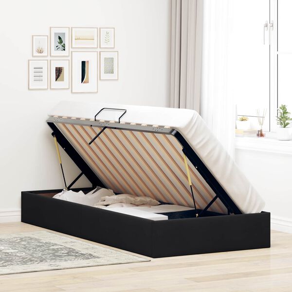 vidaXL Cama con almacenamiento Negro 90 x 200 cm Terciopelo