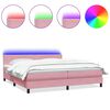 vidaXL Cama box spring con colch&oacute;n y LED terciopelo rosa 180x210 cm