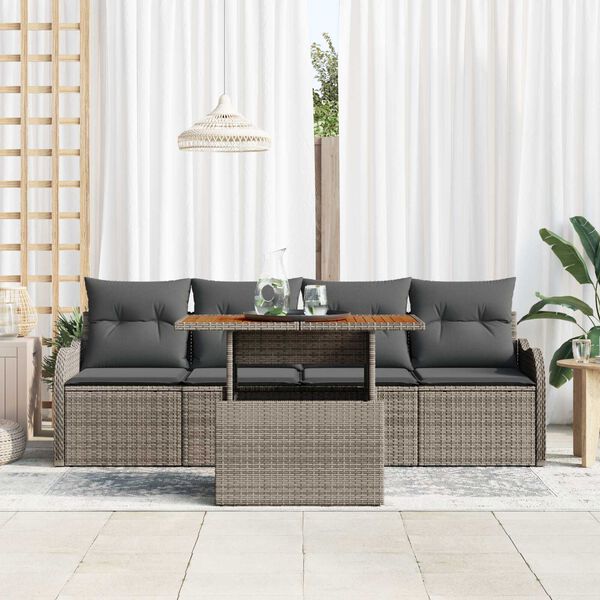 vidaXL Conjunto de sofá de jardín 5 pcs Gris Poliratán