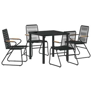 vidaXL Conjunto de Comedor de Jard&iacute;n 5 uds. Negro