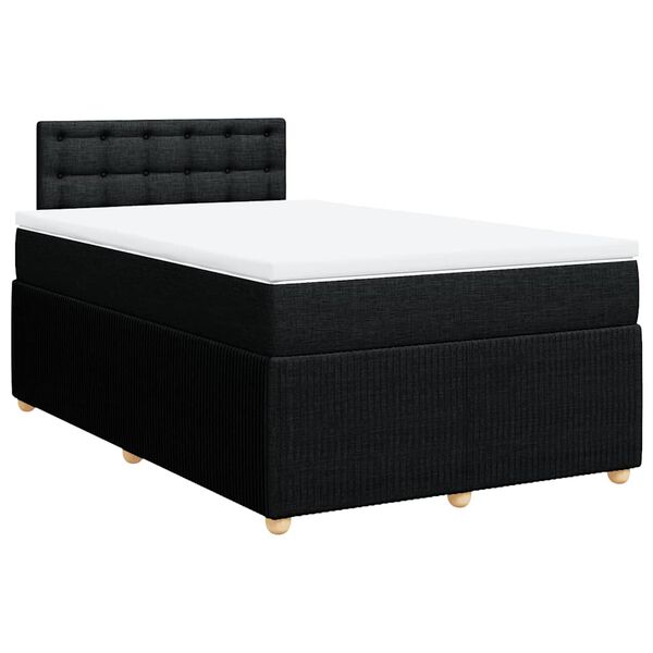 vidaXL Cama box spring con colch&oacute;n tela negro 120x190 cm