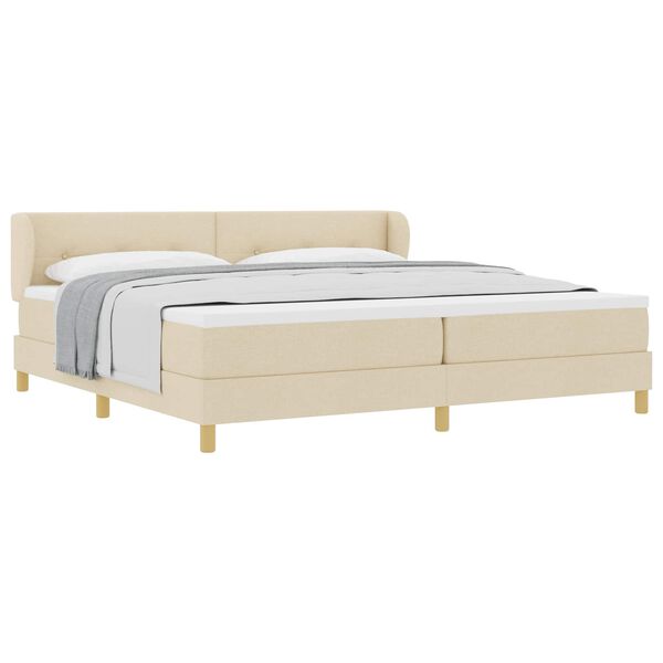 vidaXL Cama tipo Box Spring con colch&oacute;n Crema 200 x 200 cm tela