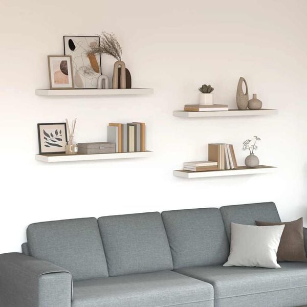 vidaXL Estante flotante pared 4 uds MDF roble y blanco 80x23,5x3,8 cm