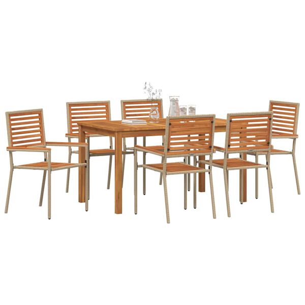 vidaXL Conjunto de Comedor de Jard&iacute;n 7 pcs Beige
